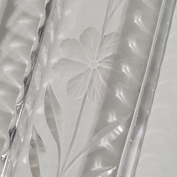 Crystal Sugar Cube Server Dish Flower Daisy Floral Clear - Picture 3 of 5